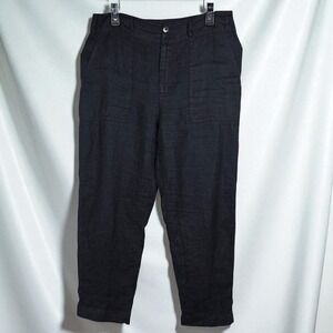 Lauren Ralph Lauren Linen Cropped Pants‎ Woman Size 6 Utility Pockets Black